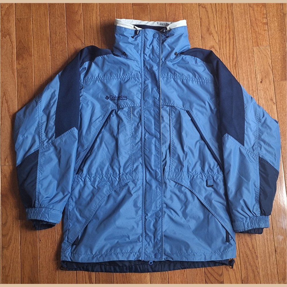 Columbia Womens Small Parka Coat Blue Insulated EUC Gorpcore Outdoor Classic Mom